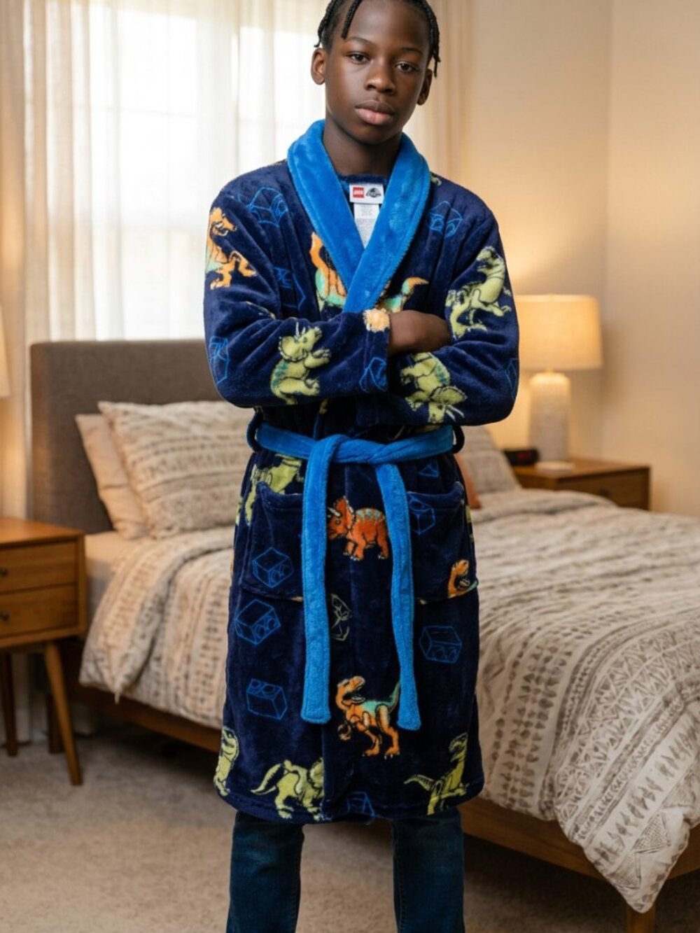 Lego Kids Dinosaur Pajama Robe - Blue and Black